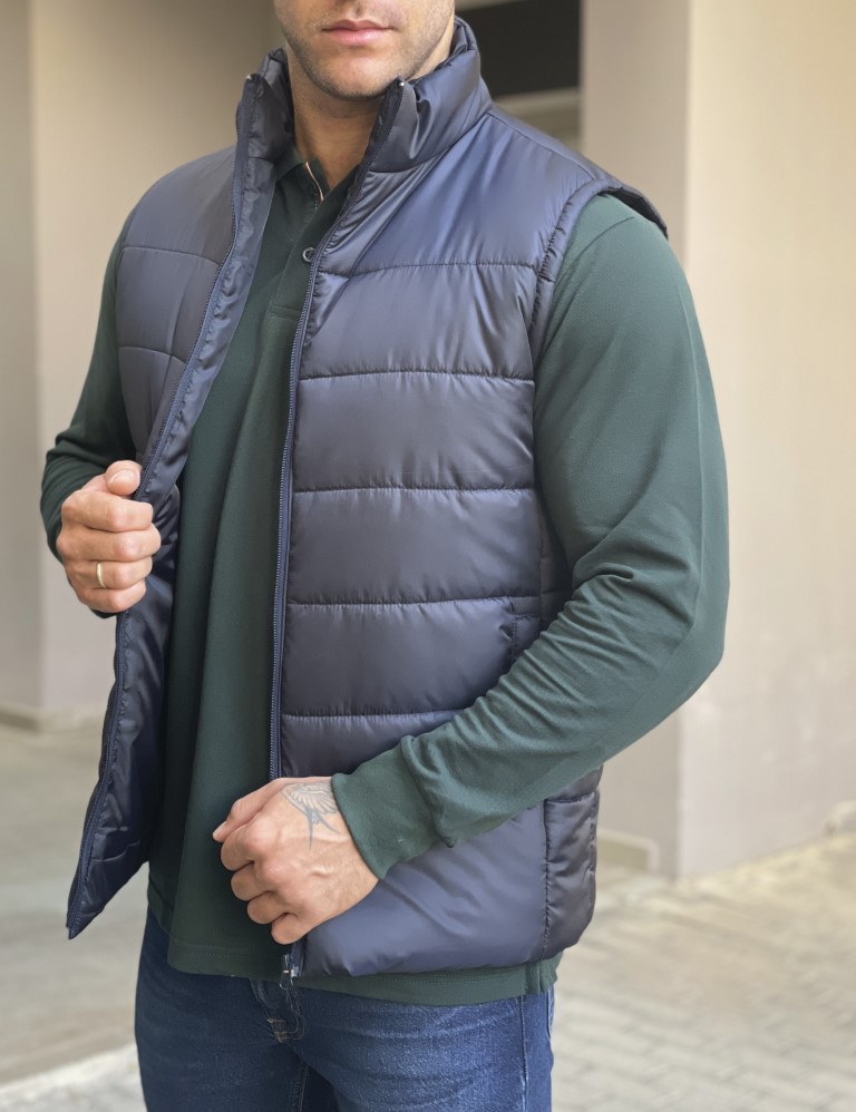 Ανδρικό μπλε καπιτονέ αμάνικο μπουφάν 33931B φωτογραφία